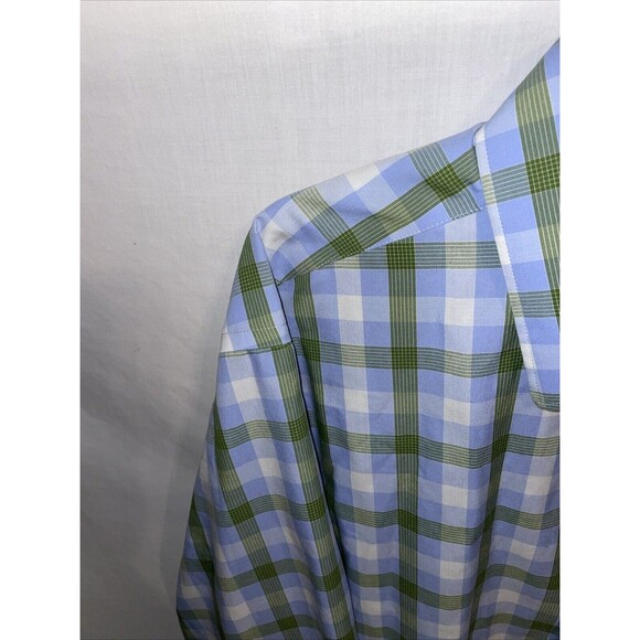 Egara Men’s Dress Shirt Size 2XL Blue Green Plaid Business Formal City Wedding - Picture 5 of 12
